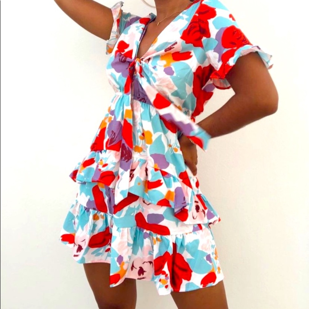 Mini Ruffle Floral Dress (Small) New!